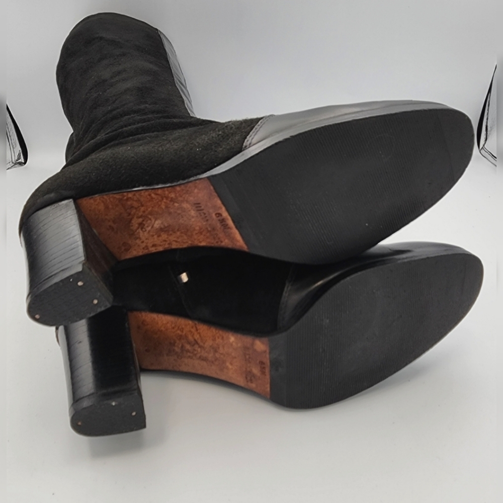 VINTAGE AMALFI BY RANGONI Black Suede & leather Tall Boots, Size 6.5 - Picture 4 of 8